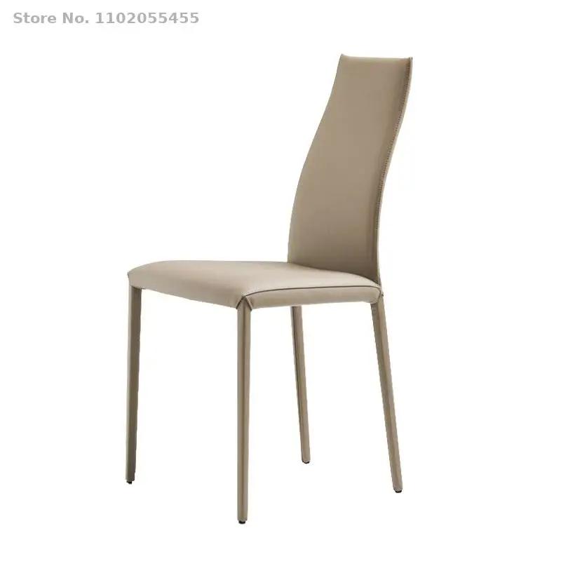 Italian minimalist leather dining chair home modern minimalist high back chair designer light luxury makeup stool st